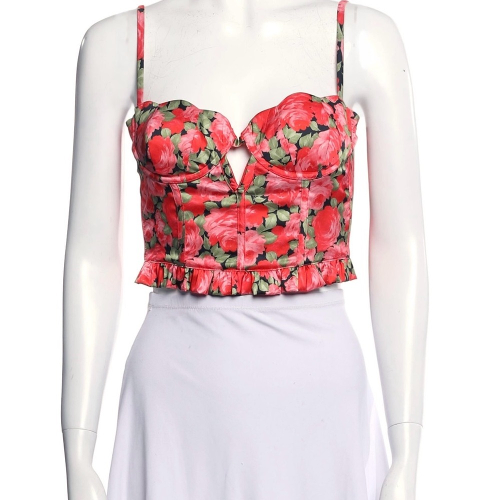 For Love & Lemons Floral Bustier Crop Top